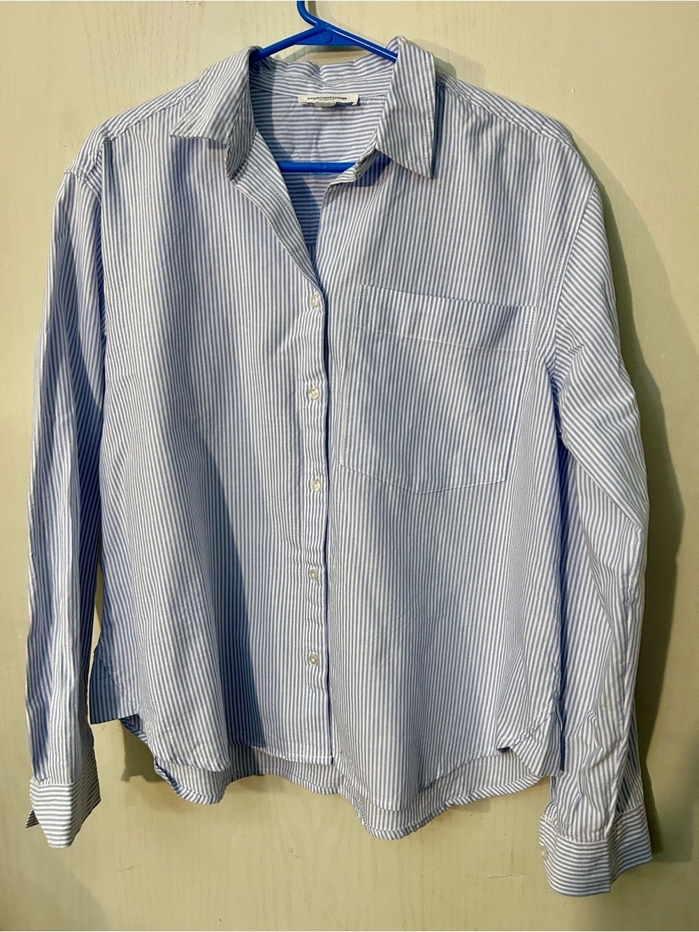 BeachLunchLounge 100% Cotton Striped Button Down Shirt Blue White M